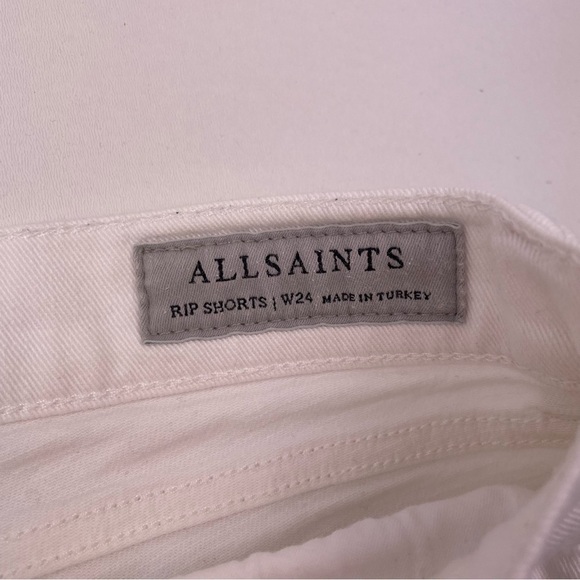 AllSaints Rip White Denim Shorts Distressed Jean Shorts Women’s Size 24 - Picture 5 of 7